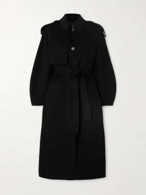 Ceyla Belted Wool-Felt Coat - Black