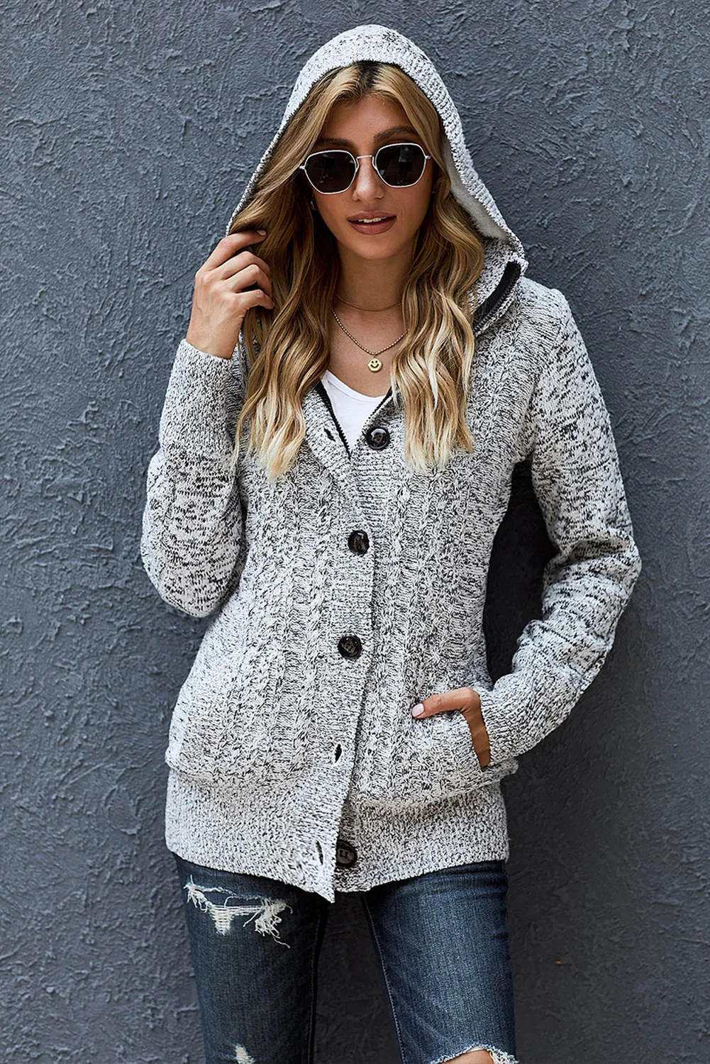 Classy in Cable-Knit Cardigan