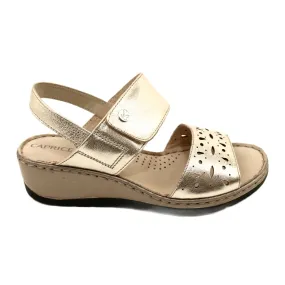 Comfort leather sandals Caprice 28253-20 959 Platino Metalic golden