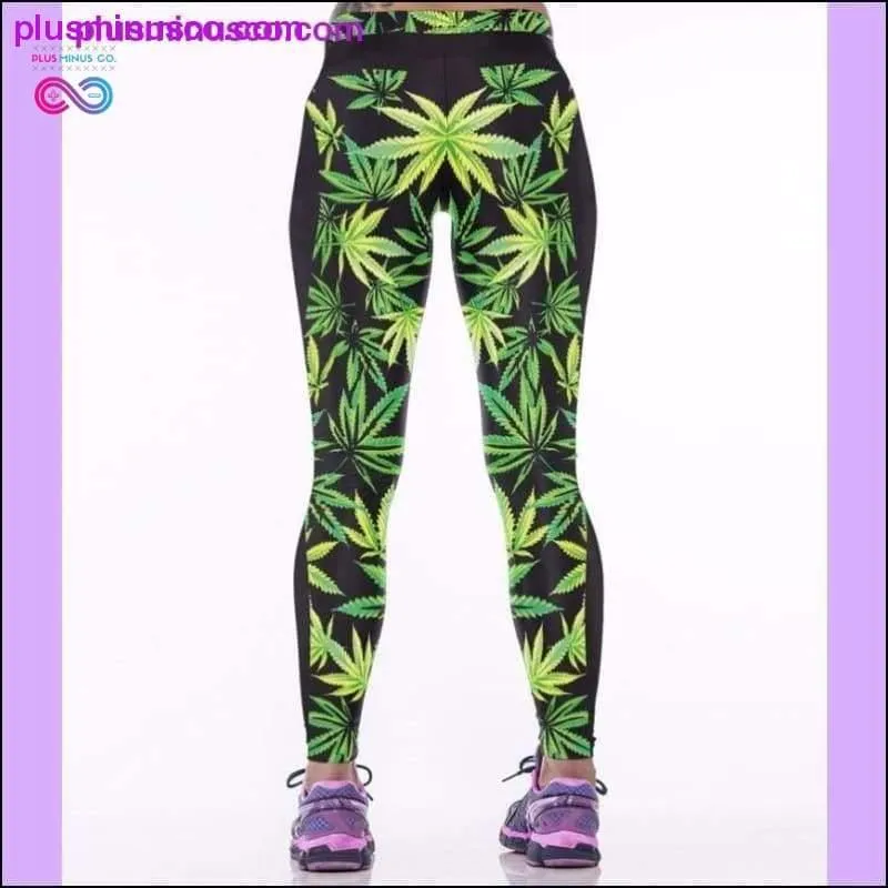 Digital Print Leaf Weeds Fitness Leggings