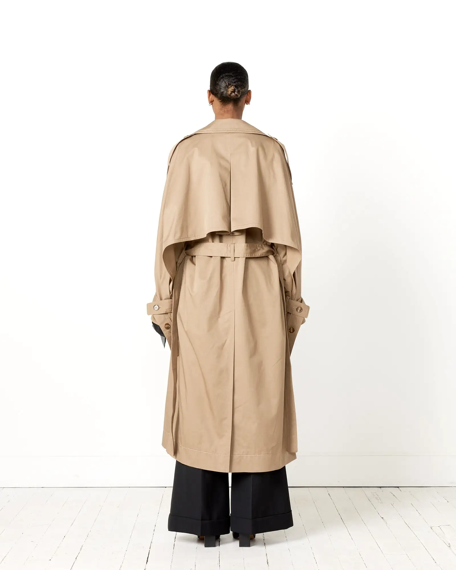 Double-Breasted Trench Coat in Cold Beige