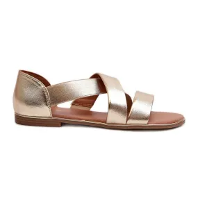 Evento Leather Sandals With Ribbed Golden Apulia