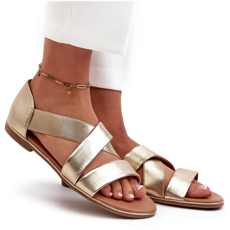 Evento Leather Sandals With Ribbed Golden Apulia