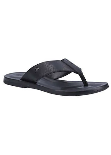 Fredss Black Toepost Leather Sandals by Dune London | Look Again