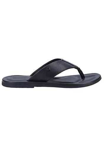 Fredss Black Toepost Leather Sandals by Dune London | Look Again