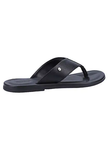 Fredss Black Toepost Leather Sandals by Dune London | Look Again