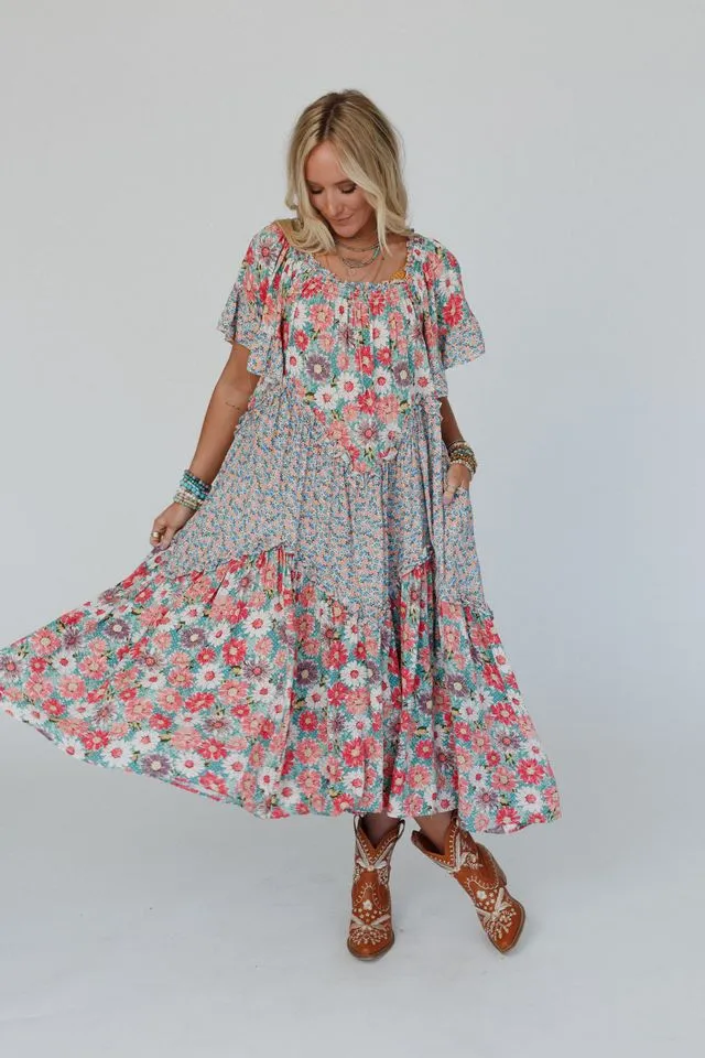 Garden Grace Wing Sleeve Dress - Sage