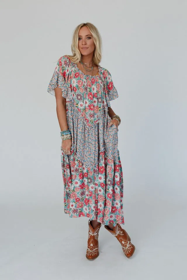 Garden Grace Wing Sleeve Dress - Sage