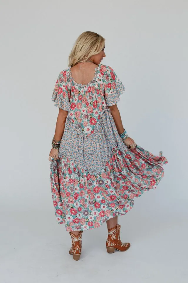 Garden Grace Wing Sleeve Dress - Sage