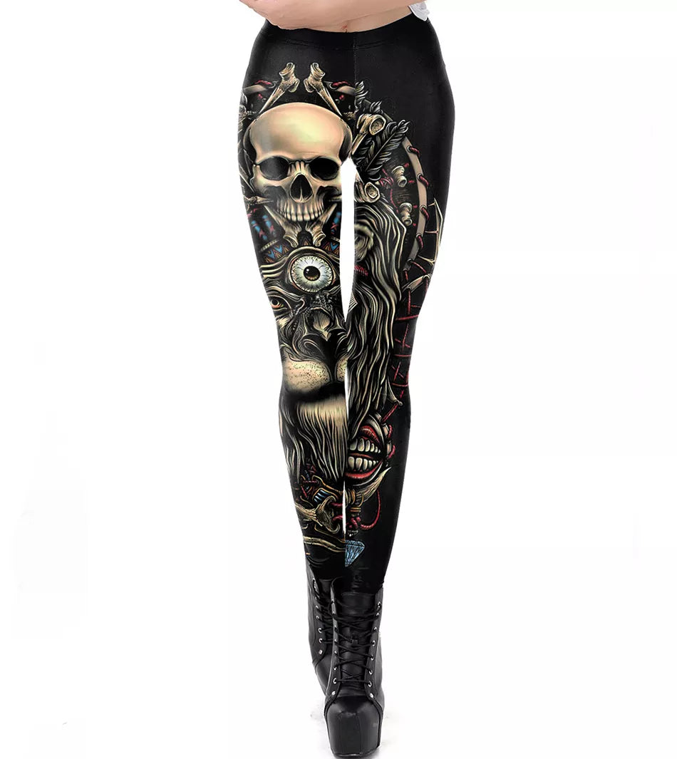 Gothic Fitness Leggings with Print - Perfect for Workouts