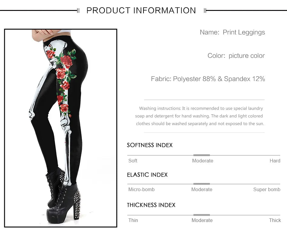 Gothic Fitness Leggings with Print - Perfect for Workouts