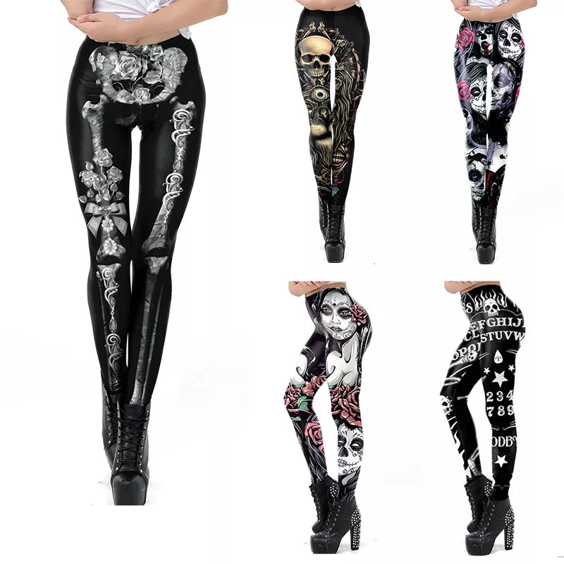 Gothic Fitness Leggings with Print - Perfect for Workouts