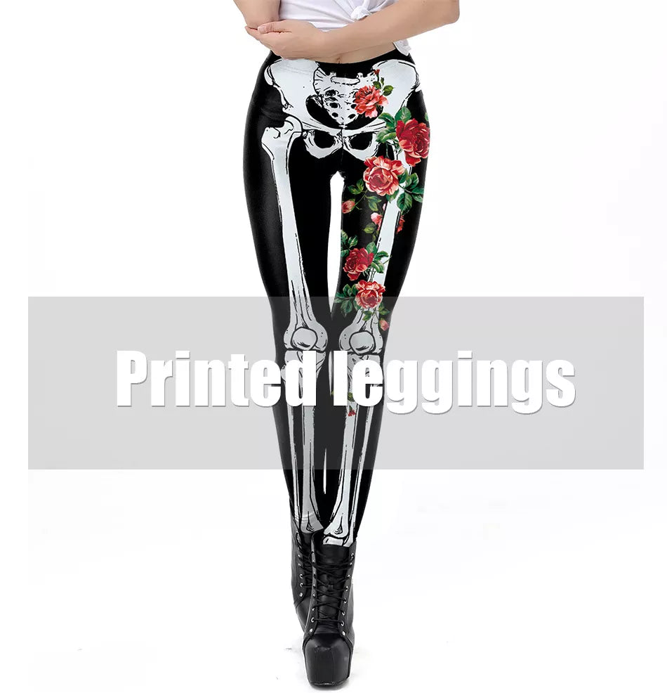 Gothic Fitness Leggings with Print - Perfect for Workouts