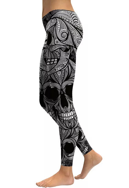 Gothic Fitness Leggings with Print - Perfect for Workouts