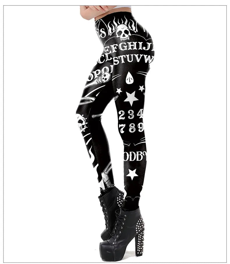 Gothic Fitness Leggings with Print - Perfect for Workouts