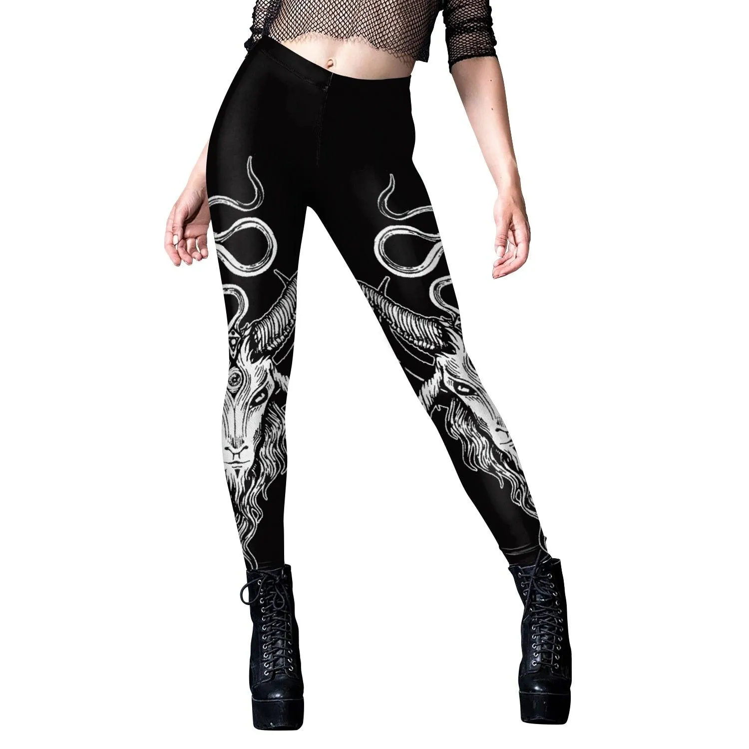 Gothic Leggings With Dark Print