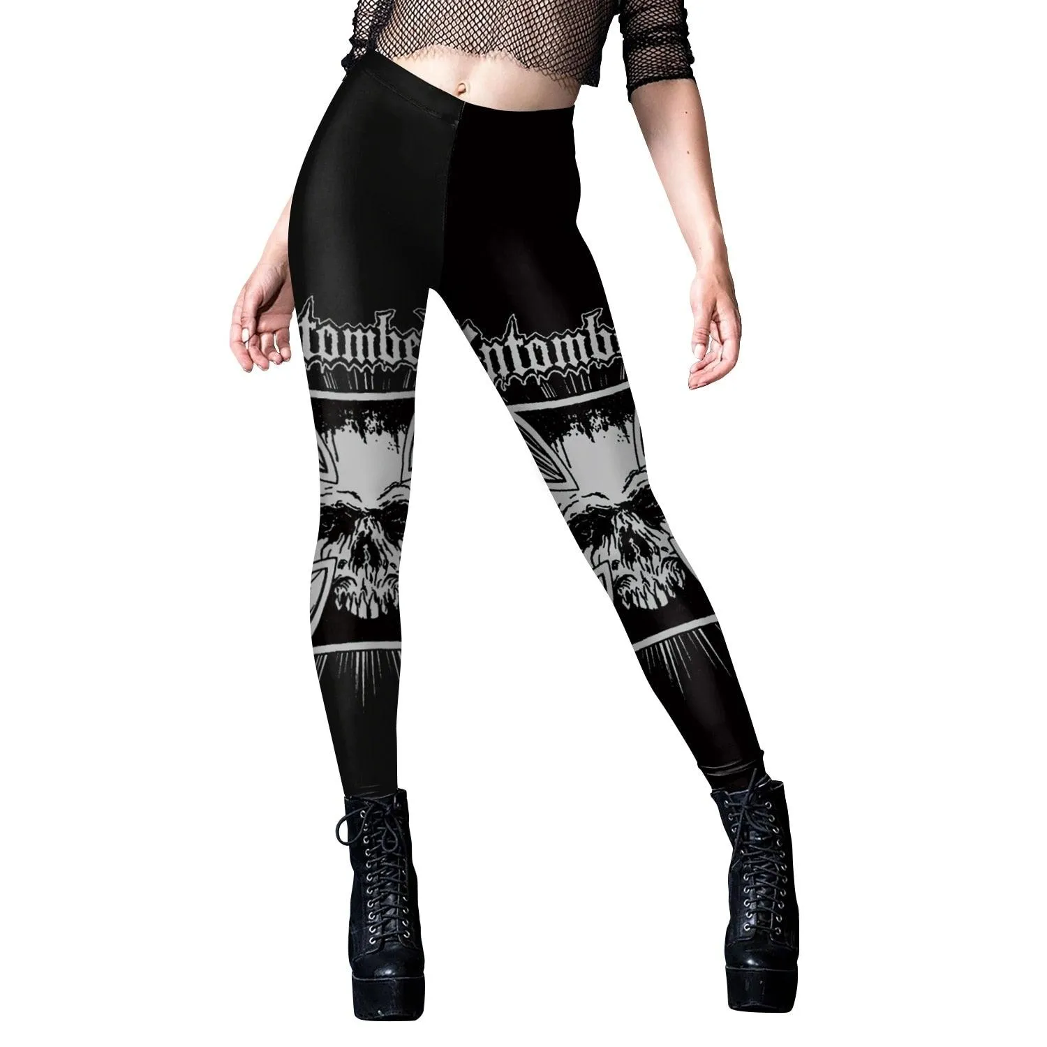 Gothic Leggings With Dark Print