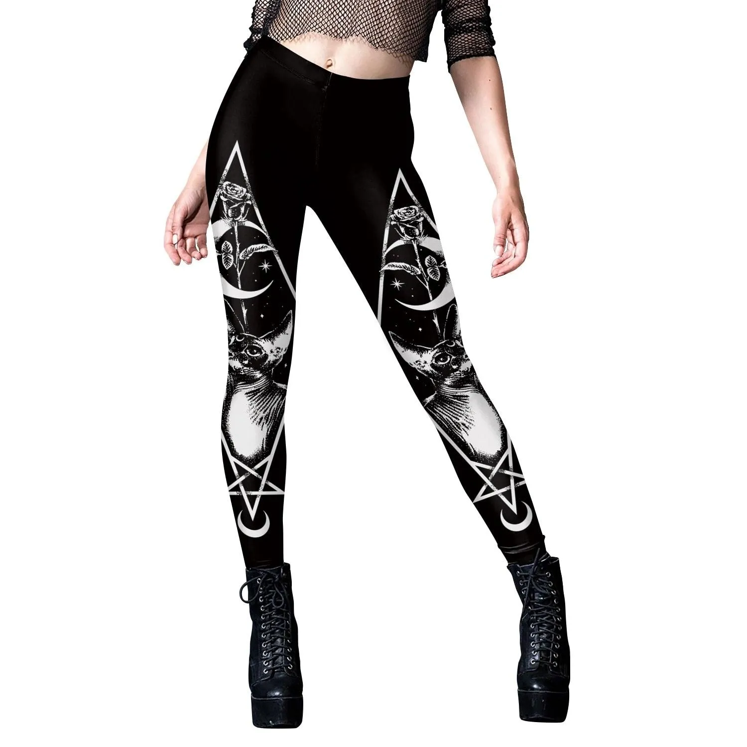 Gothic Leggings With Dark Print