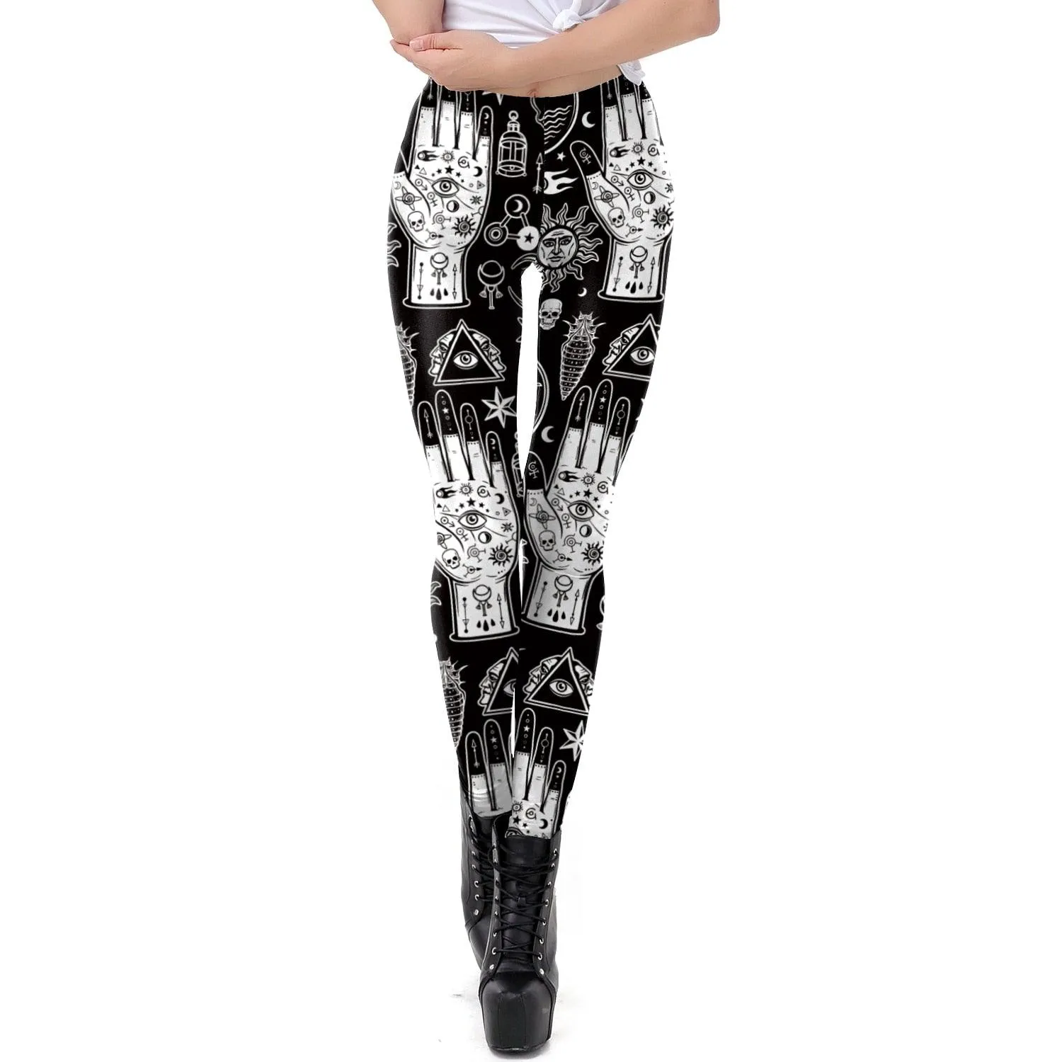 Gothic Leggings With Dark Print