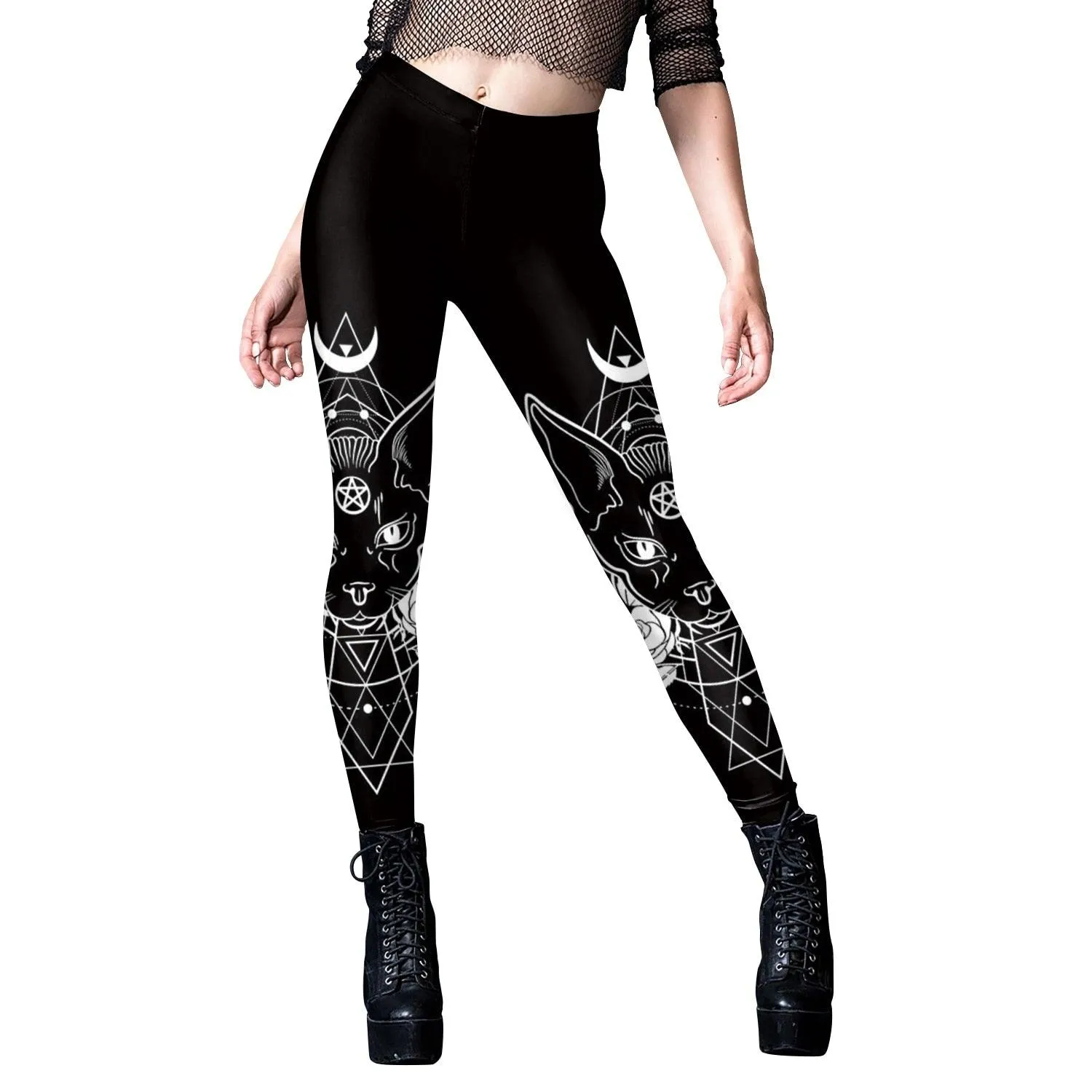 Gothic Leggings With Dark Print