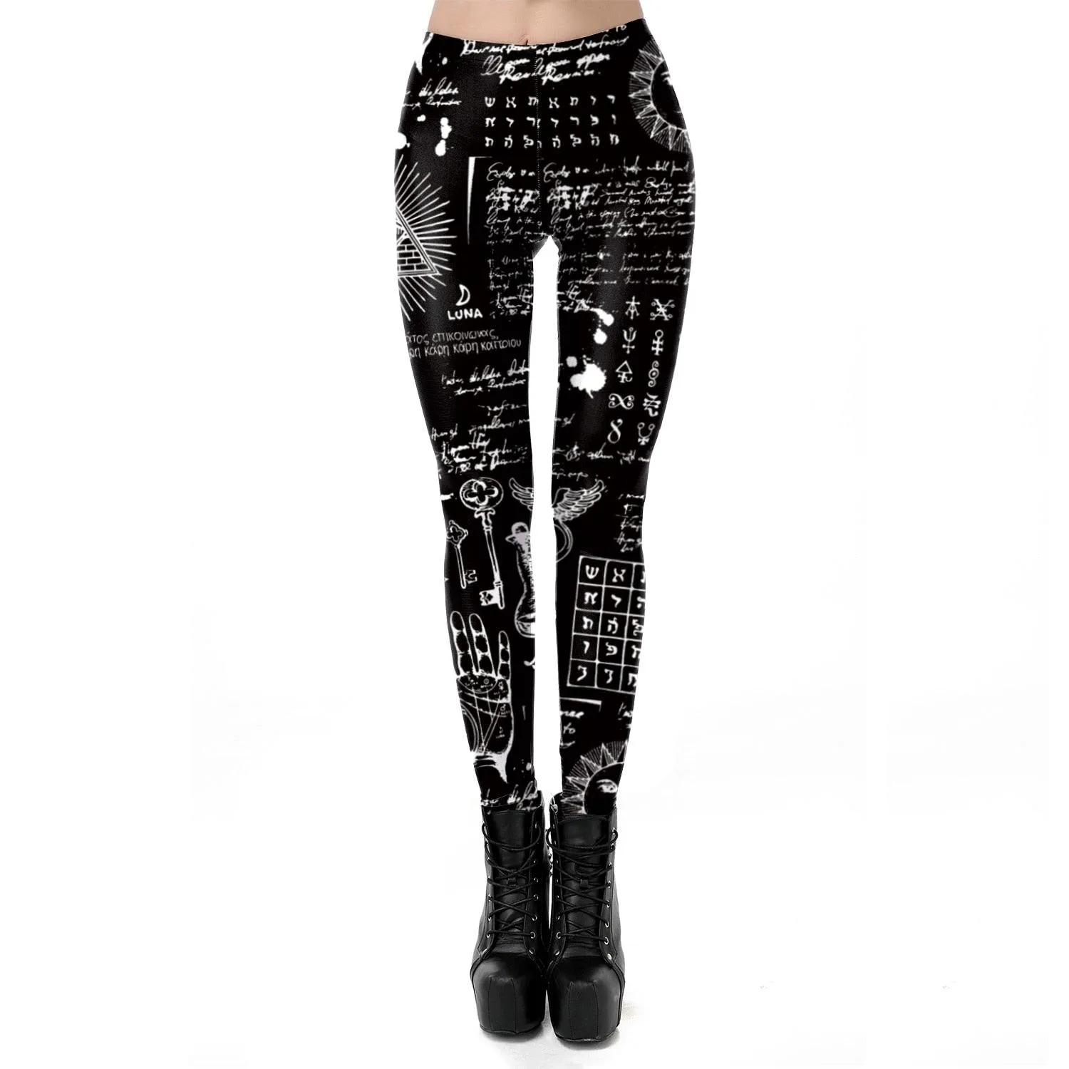 Gothic Leggings With Dark Print