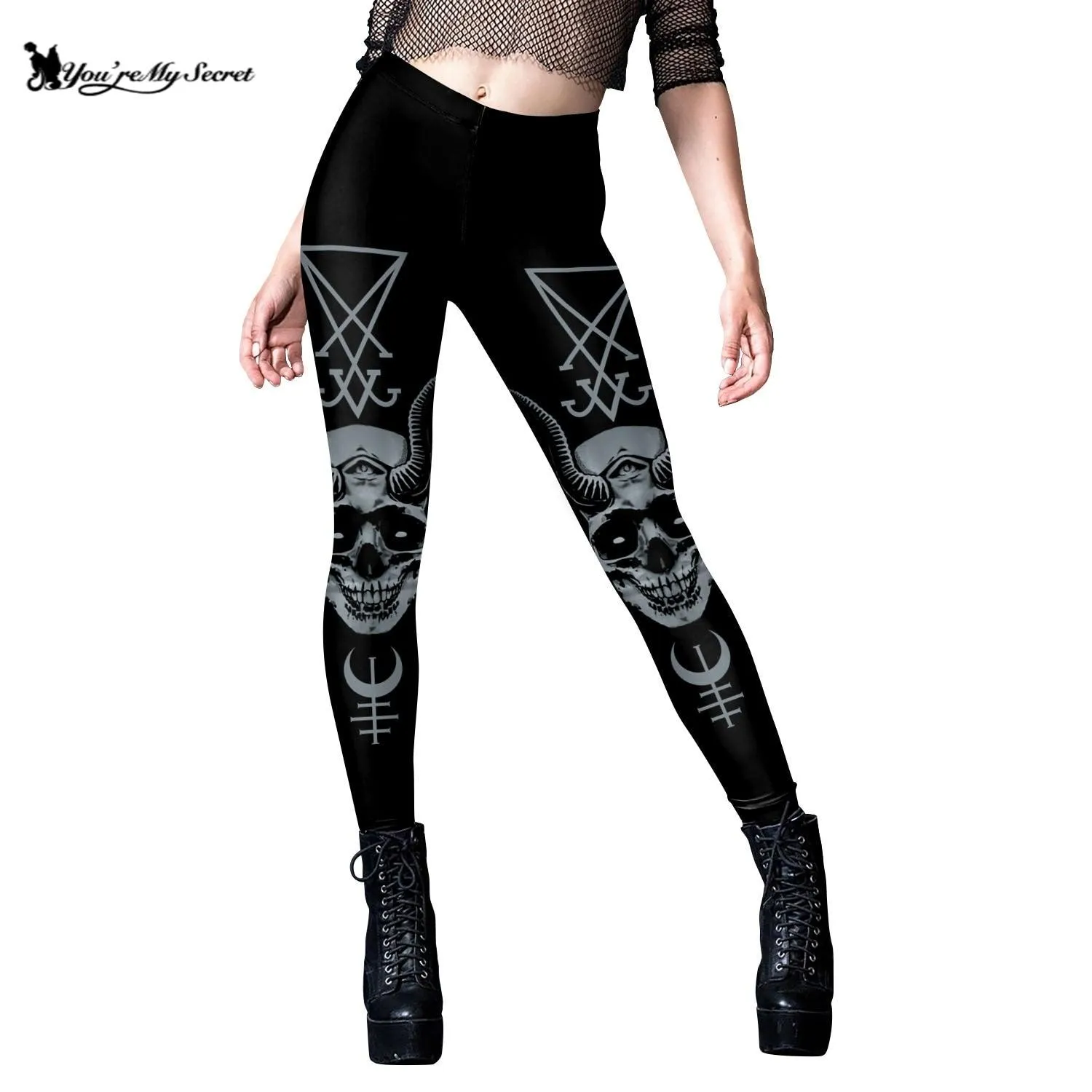 Gothic Leggings With Dark Print