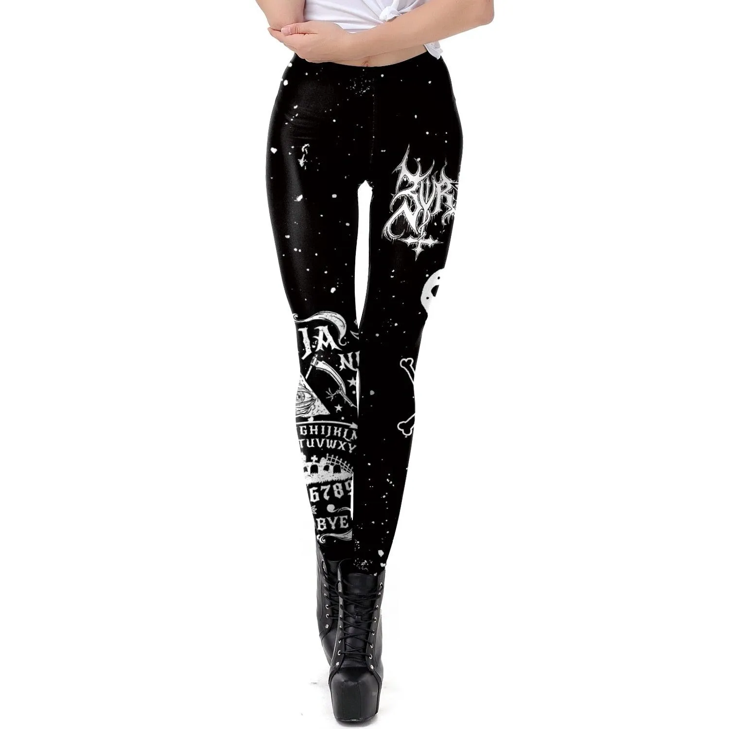 Gothic Leggings With Dark Print