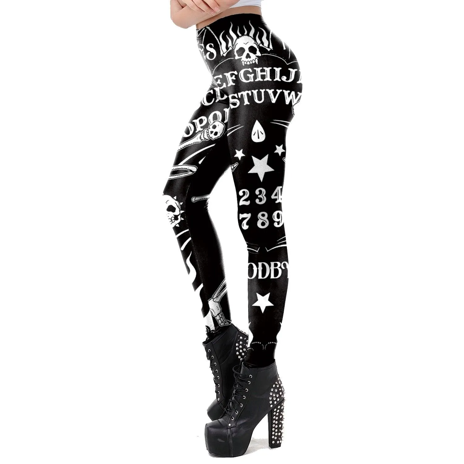 Gothic Leggings With Dark Print