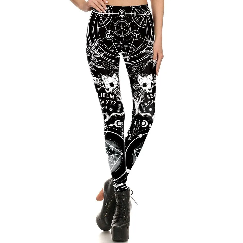 Gothic Leggings With Dark Print