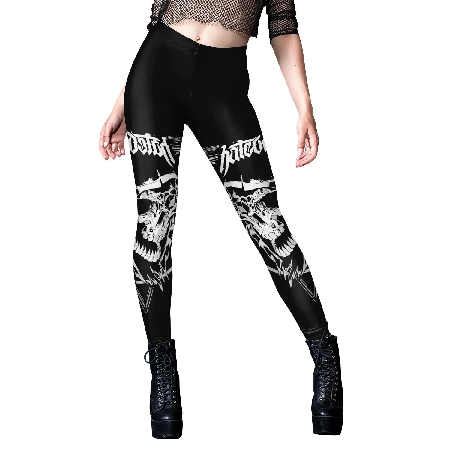 Gothic Leggings With Dark Print