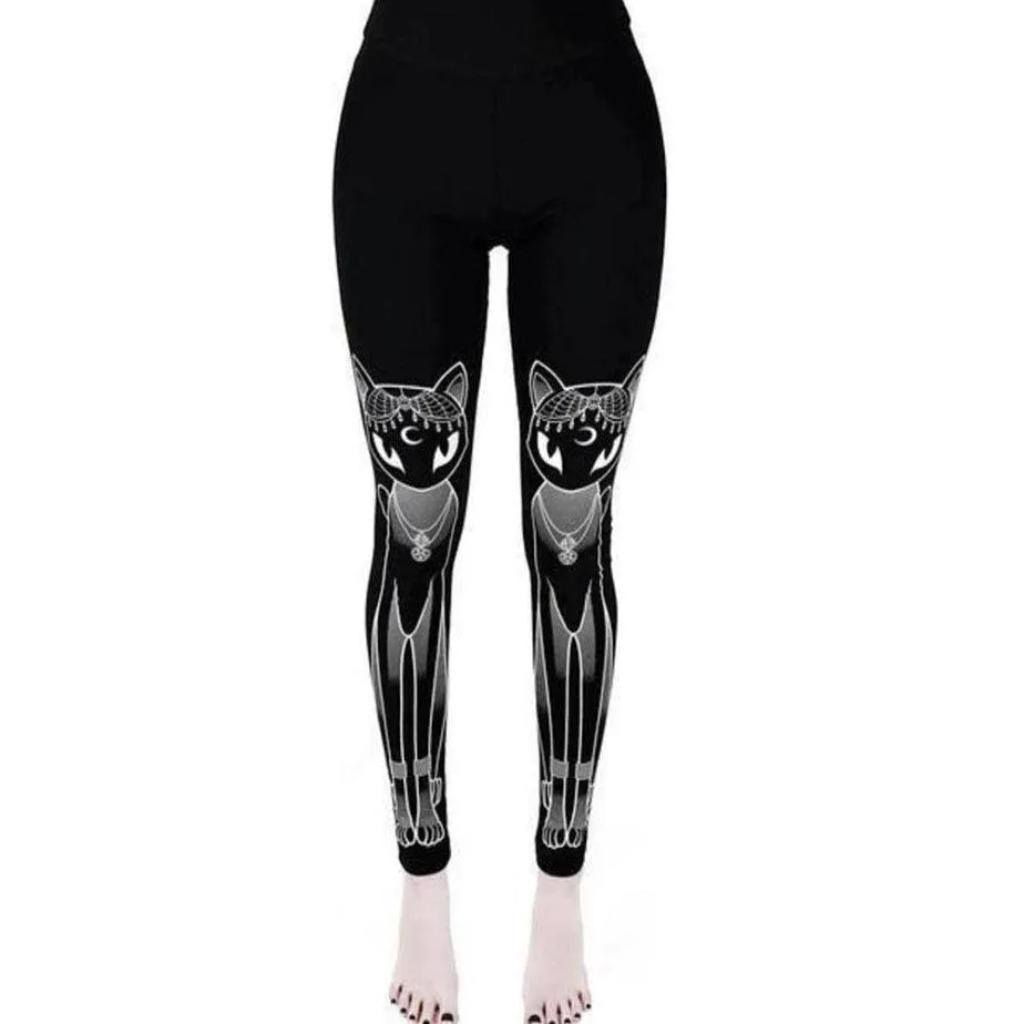 Gothic Leggings With Dark Print