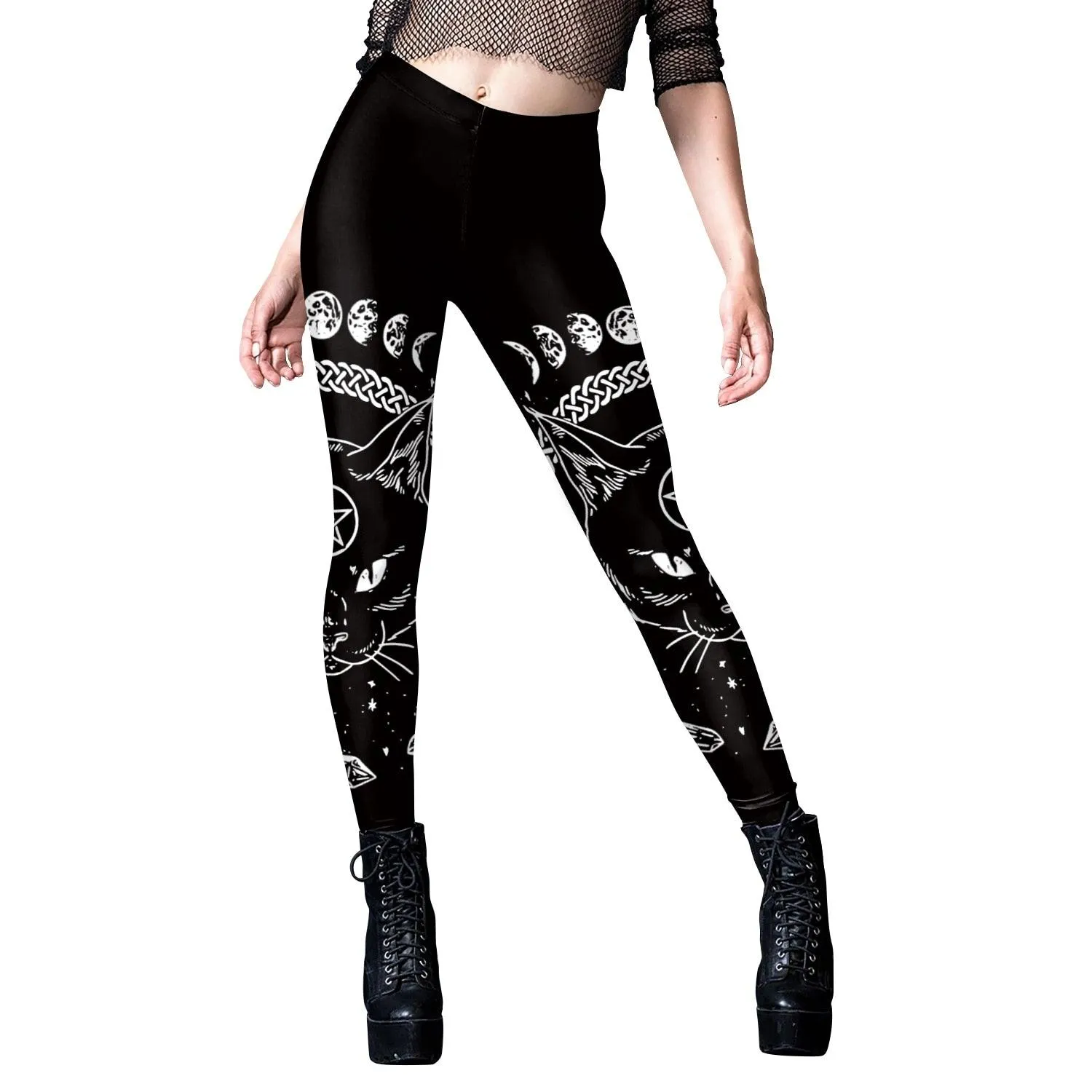 Gothic Leggings With Dark Print