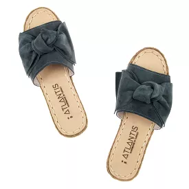 Gray Bows Leather Sandals