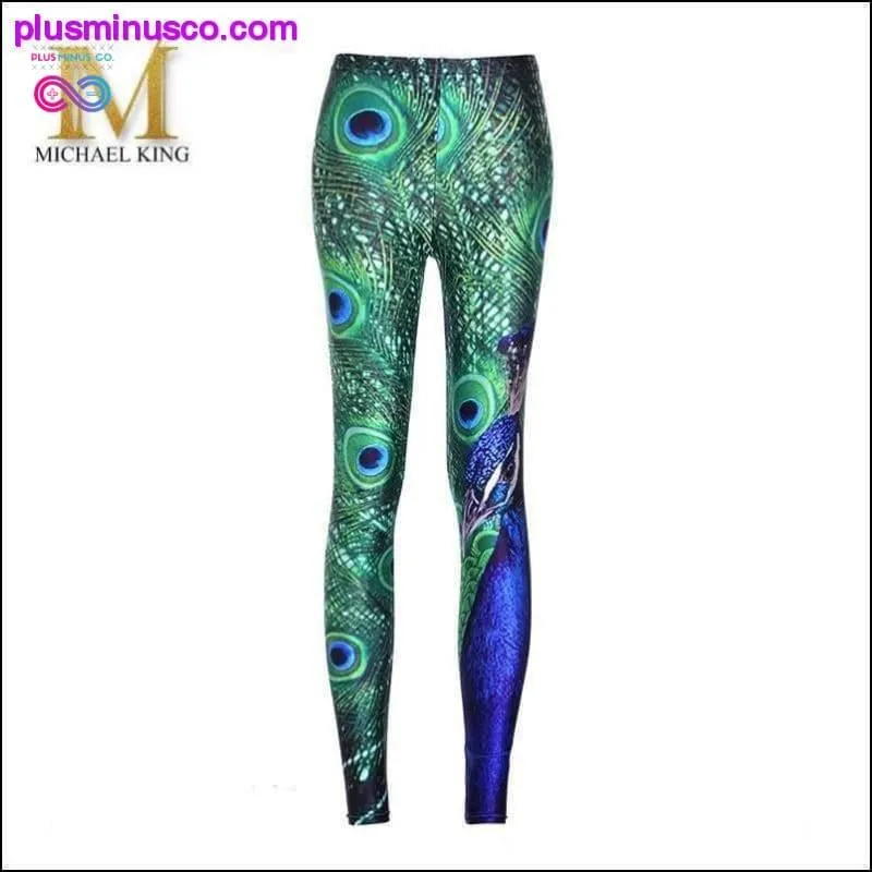 Green Peacock leggings for women