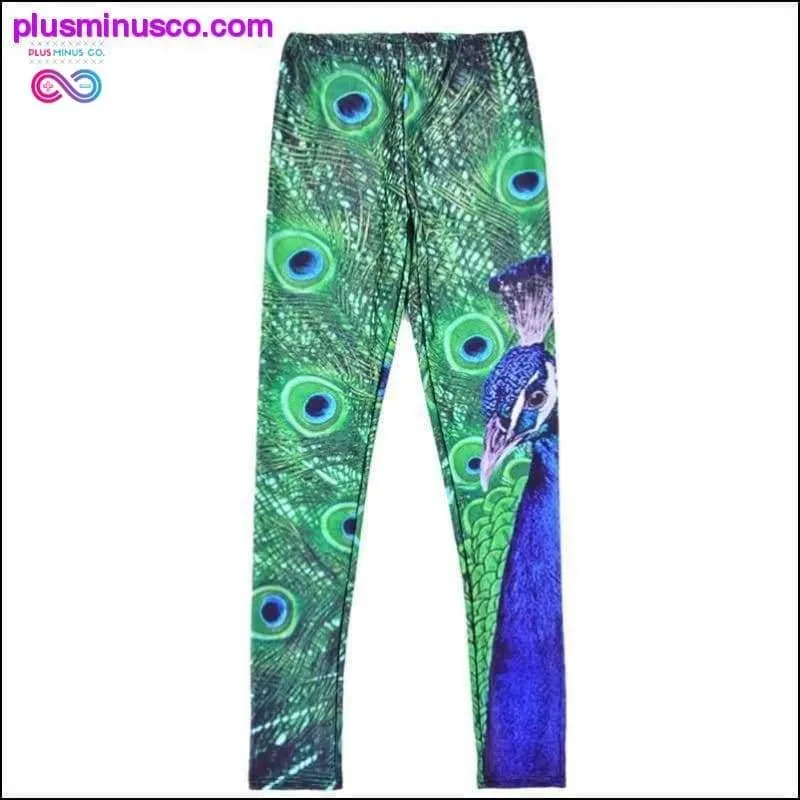 Green Peacock leggings for women