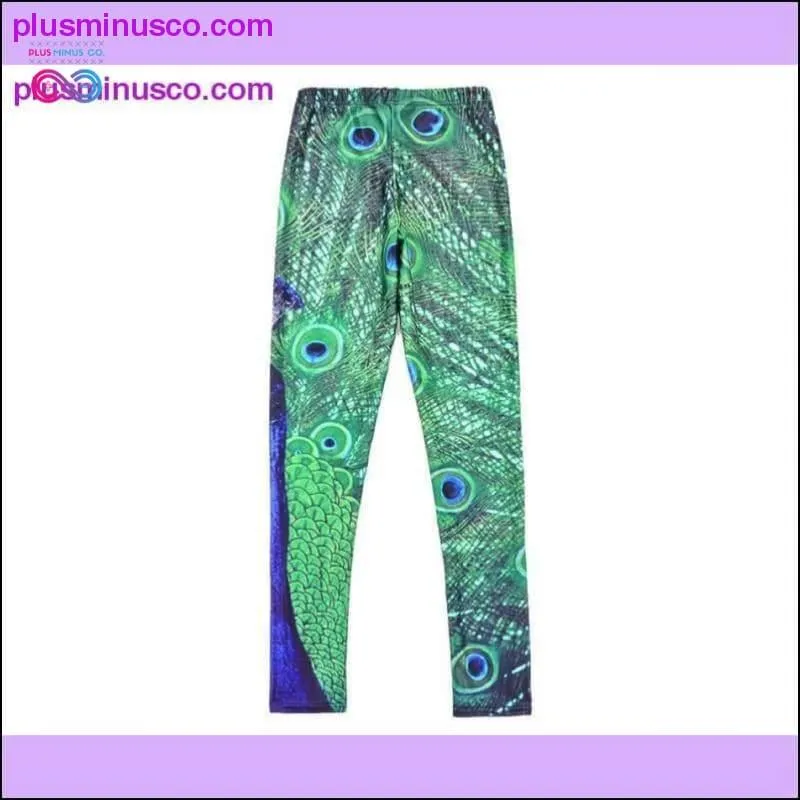 Green Peacock leggings for women