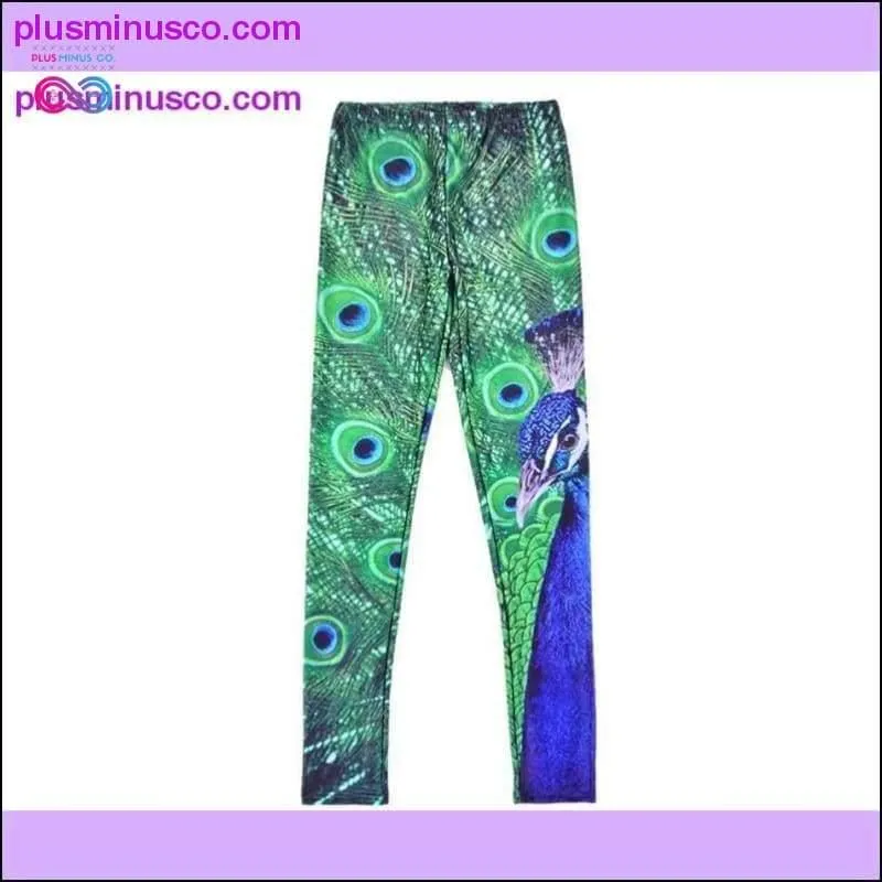 Green Peacock leggings for women