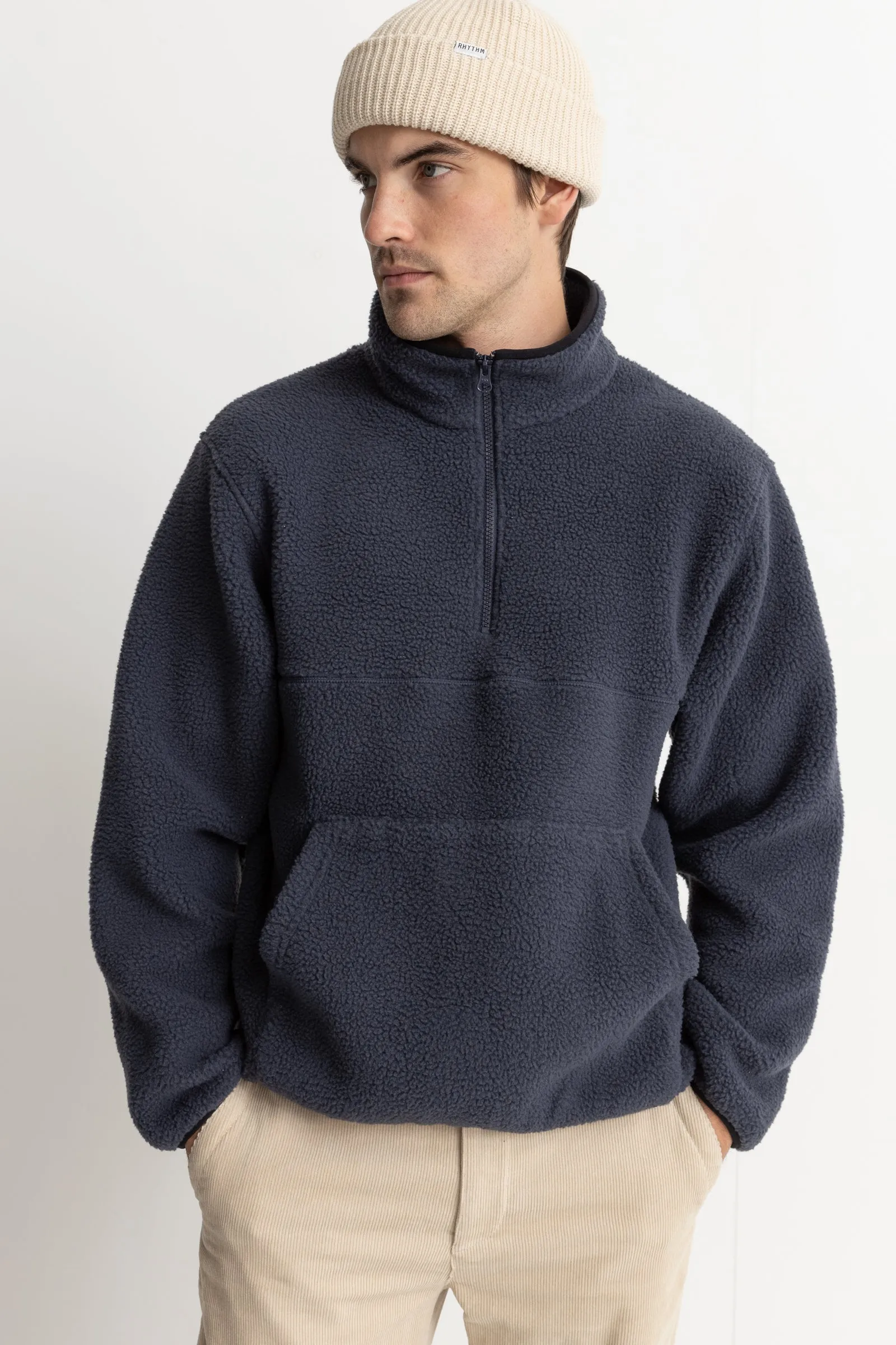 Half Zip Sherpa Pull Over Navy