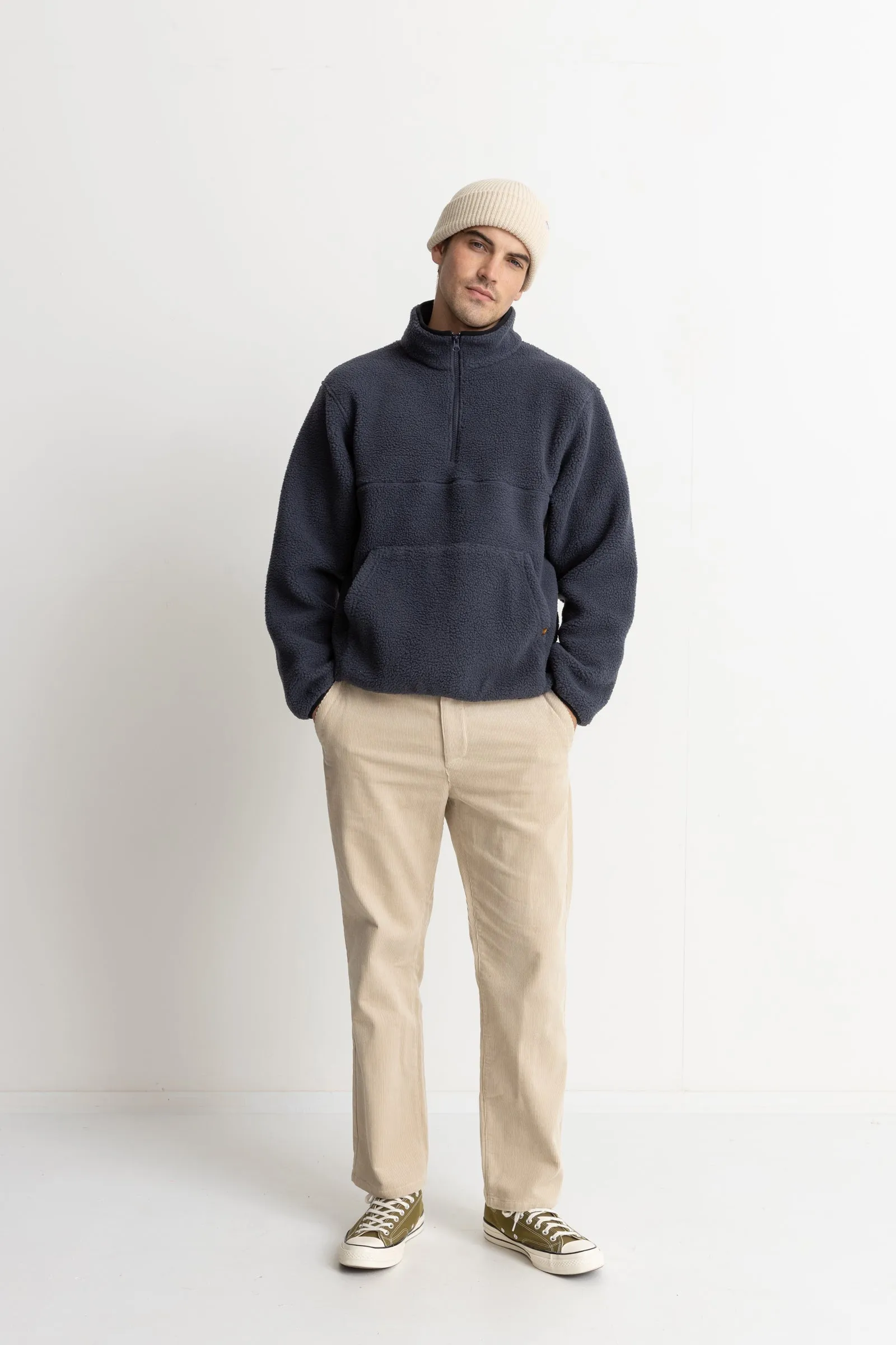 Half Zip Sherpa Pull Over Navy