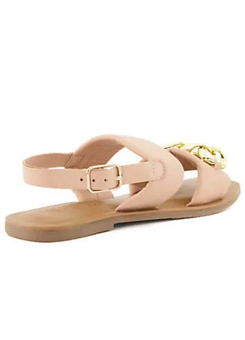 Head Over Heels By Dune Linden Blush Chain Detail Leather Sandals | Grattan