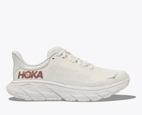 Hoka Women’s Arahi 7 Athletic Shoes-White/Rose Gold