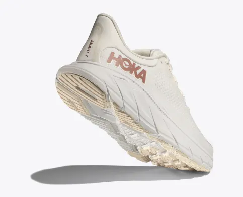 Hoka Women’s Arahi 7 Athletic Shoes-White/Rose Gold