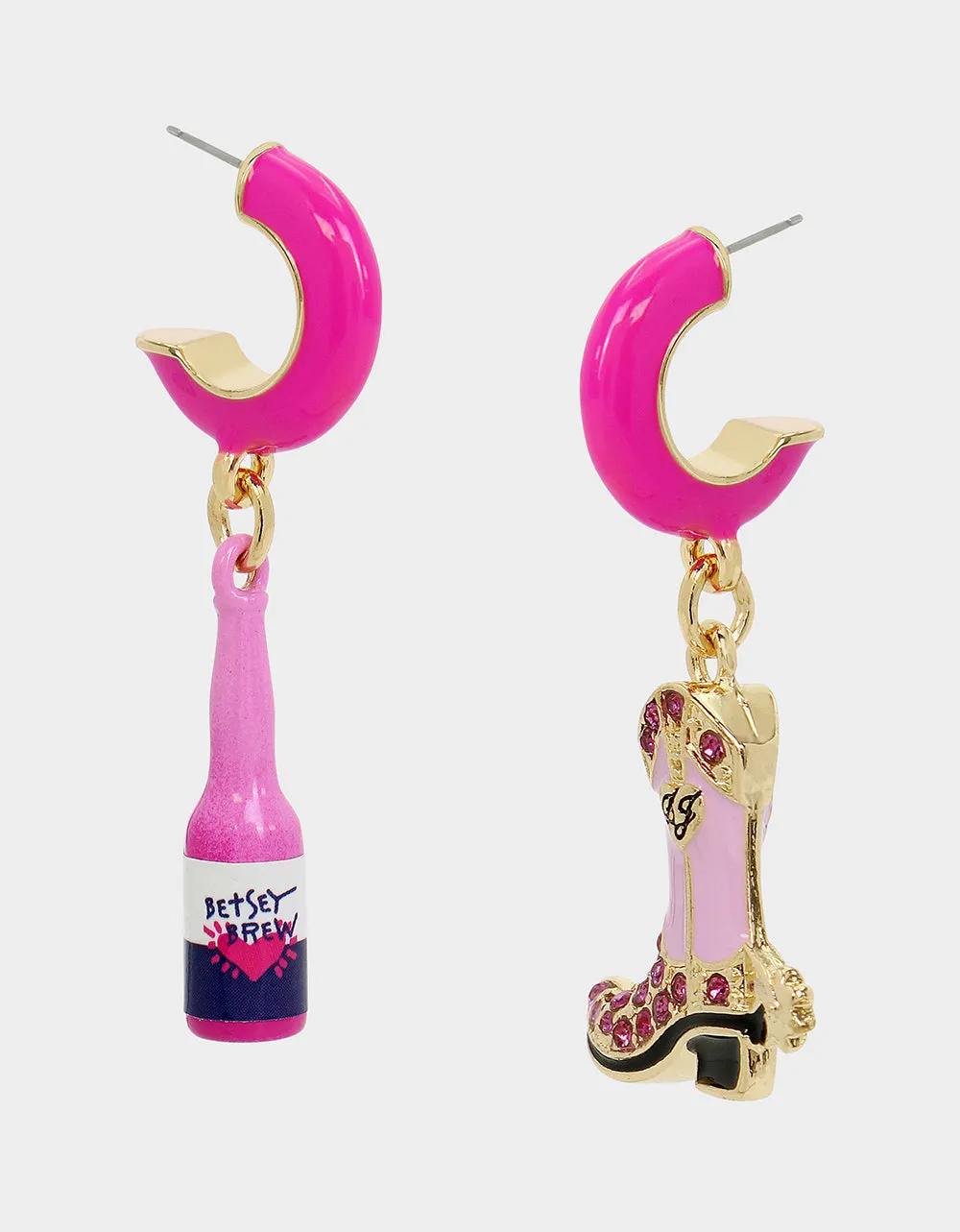 HOLA TO LOVE MISMATCH BOOT EARRINGS PINK