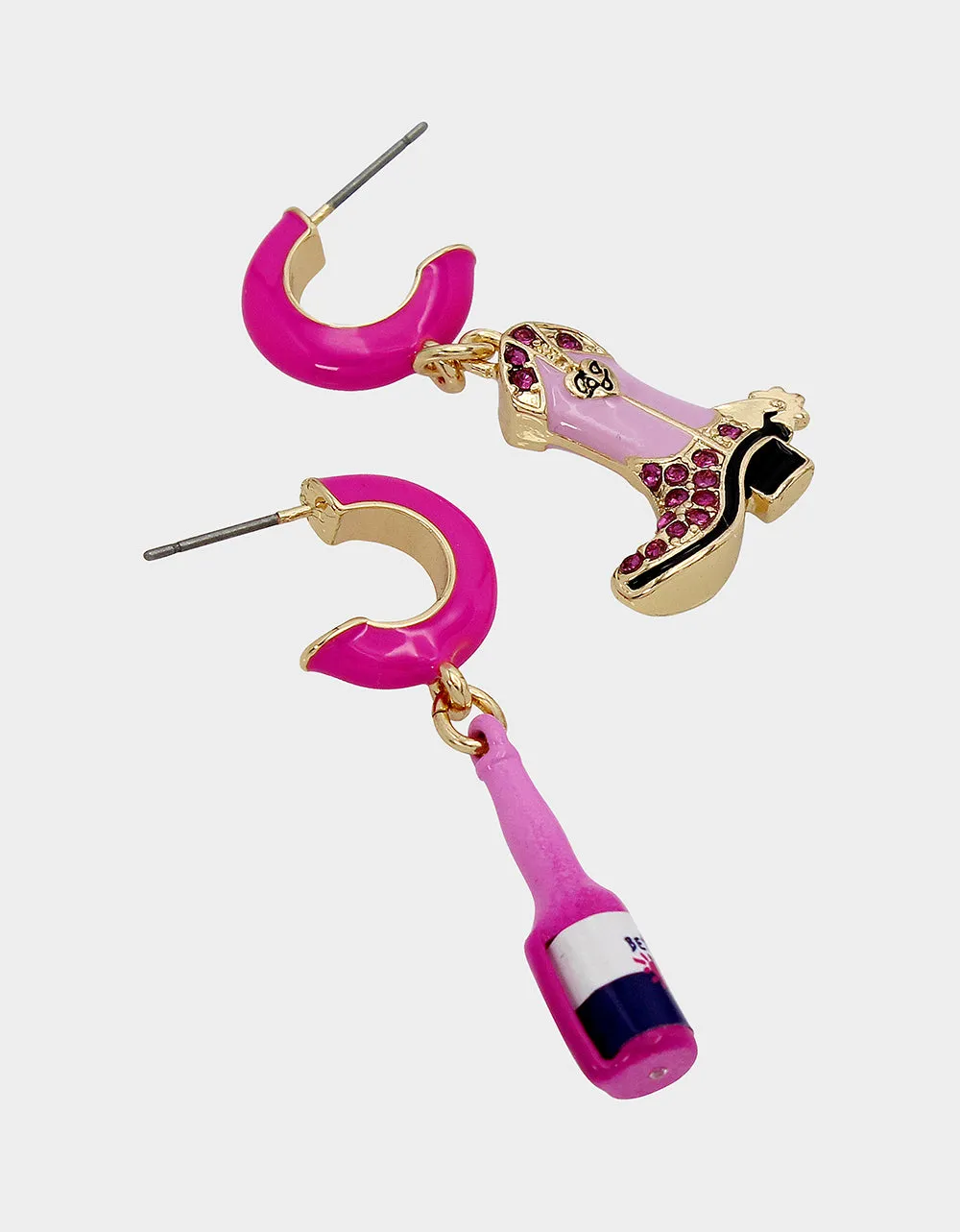 HOLA TO LOVE MISMATCH BOOT EARRINGS PINK