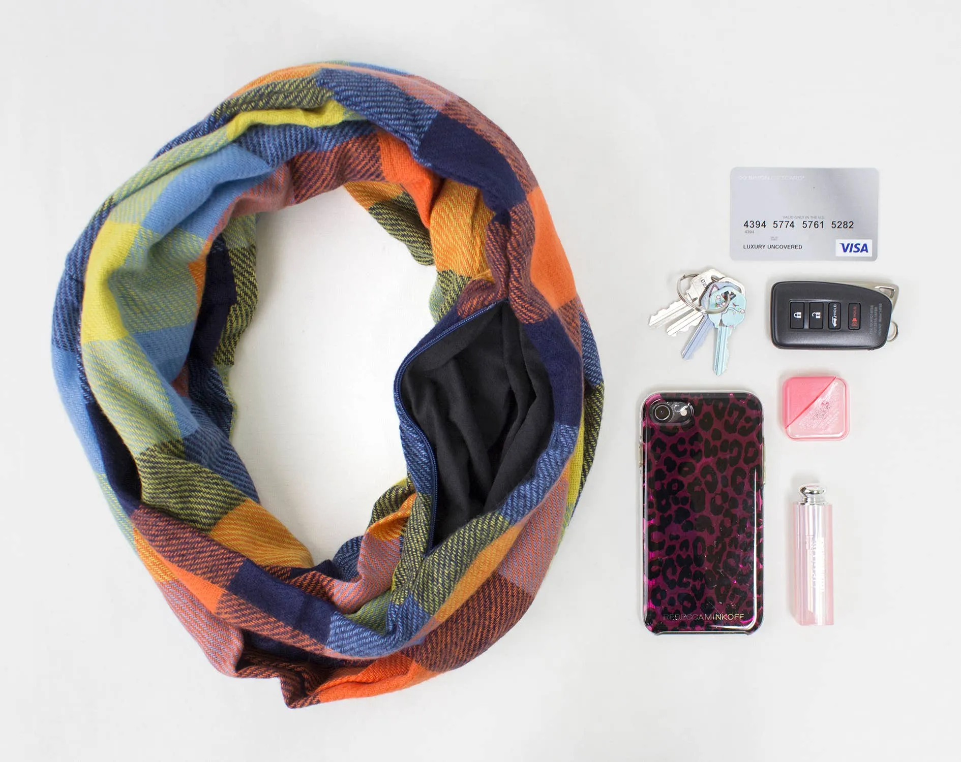 Infinity Scarf with Hidden Zipper: Multi