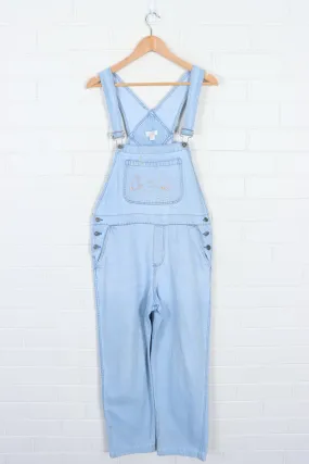 Light Blue Cat Stitched Long Denim Overalls Hong Kong Made (M)