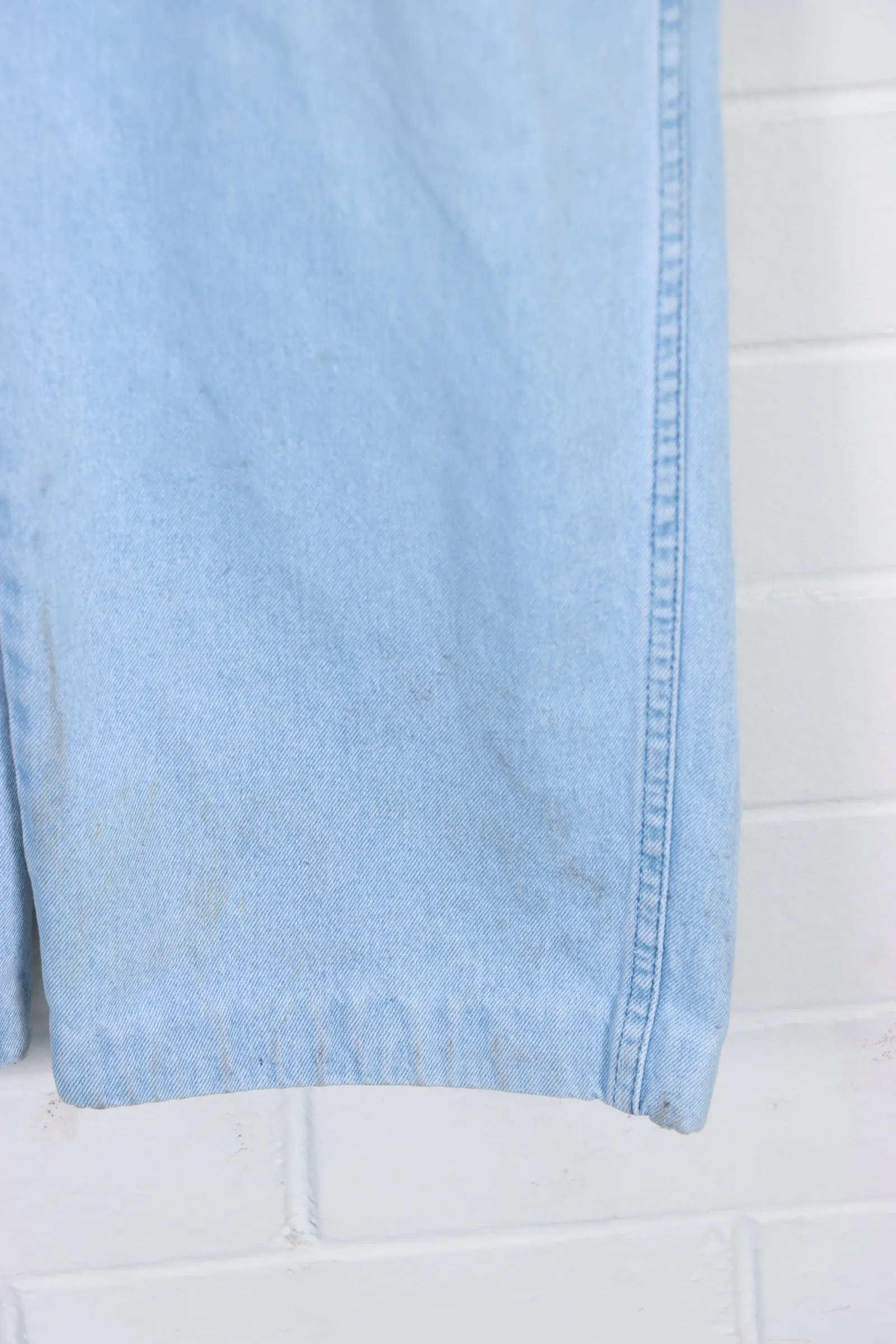 Light Blue Cat Stitched Long Denim Overalls Hong Kong Made (M)