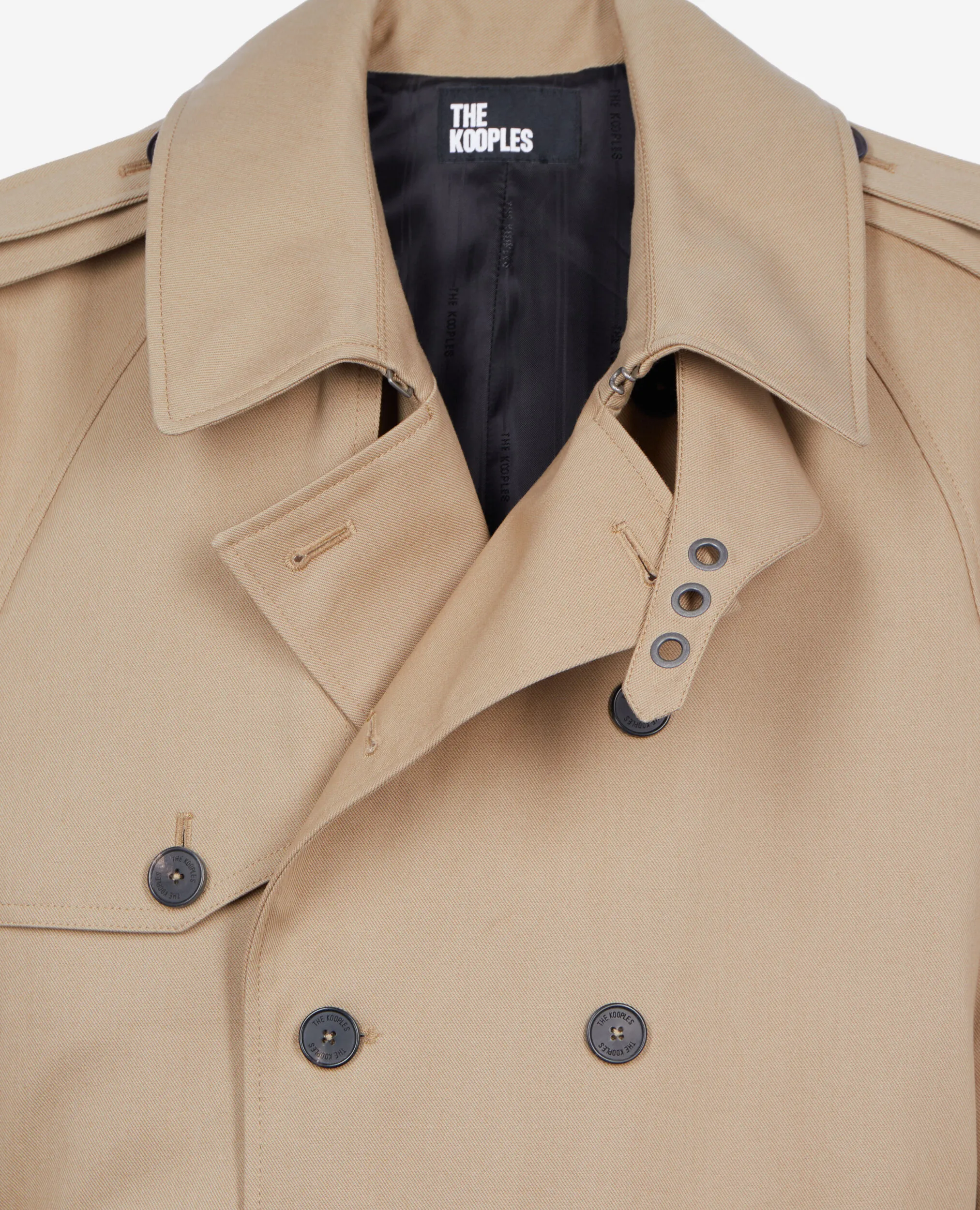 Long beige trench coat