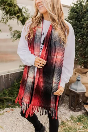 Looking Elegant Blanket Scarf- Red & Black