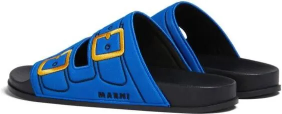 Marni embroidered slip-on slides Blue